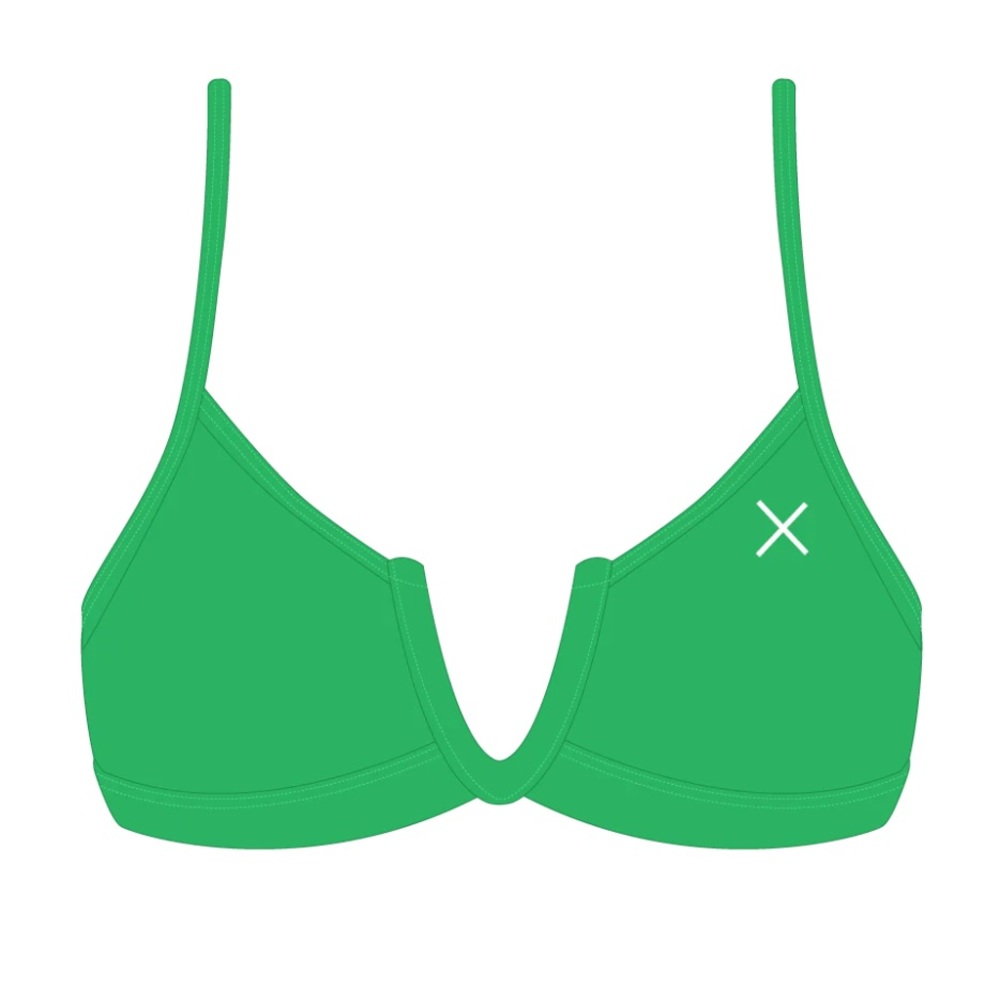 Blue/Green V-Cut Boutine LA swimsuit top